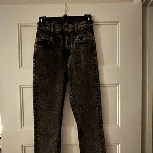 7 For All Mankind black acid wash high waisted jeans